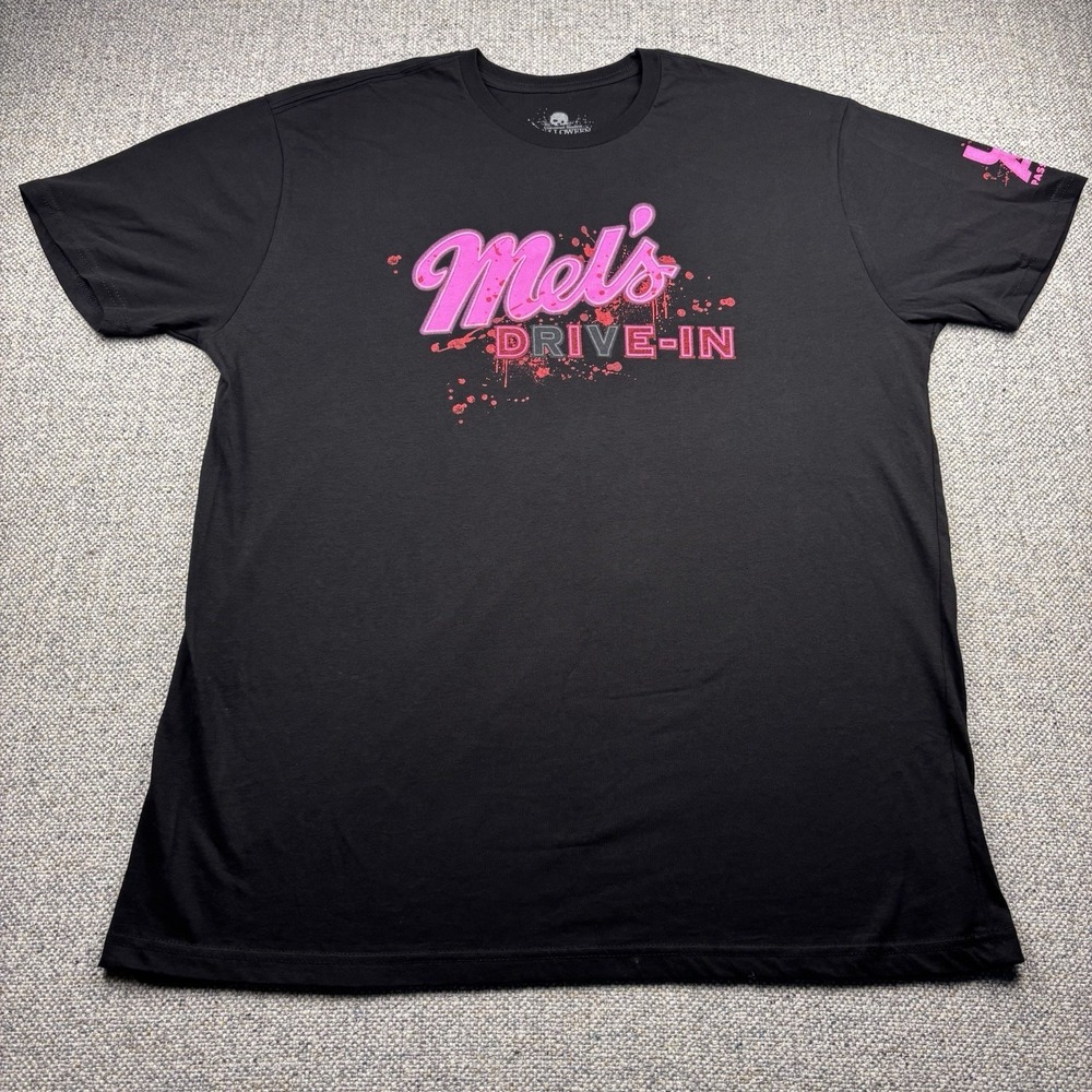 Universal Studios Halloween HHN 2024 MEL'S DRIVE-IN GLOWS Black T-Shirt 2XL UOAP